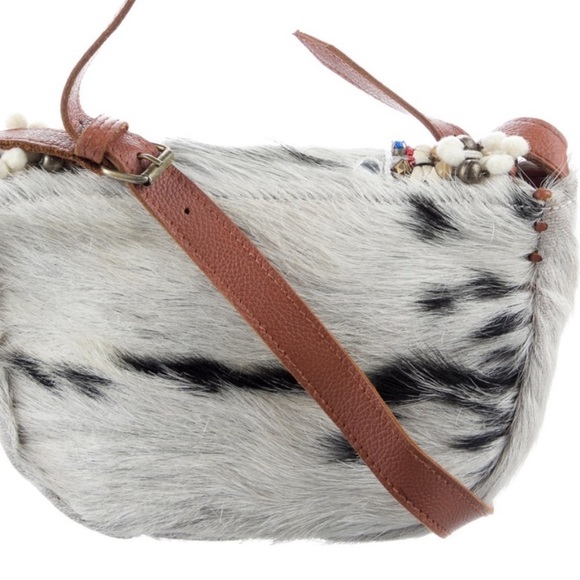 Antik Batik Pony Hair Beaded Accents Crossbody Bag - RARE - Picture 4 of 6